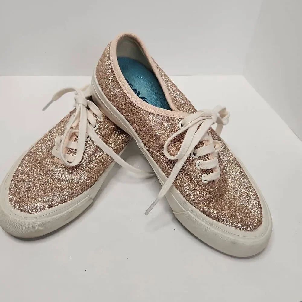 SeaVees J.Crew Womens Rose Gold Sparkle Glitter Legend Sneaker Shoes Size 6